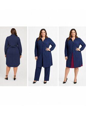 Norma Kamali Navy Shirt Dress – Size XL